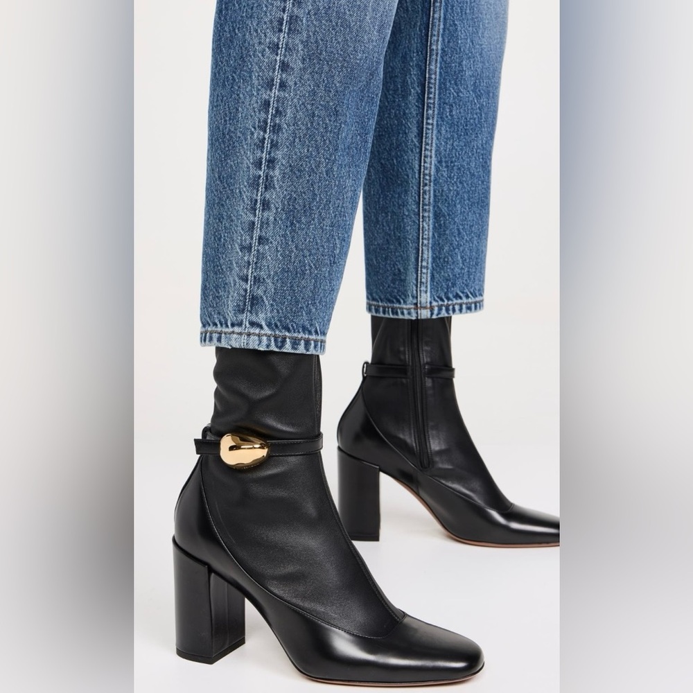 Zimmermann Eliot Black Heeled Boots with Gold Accent